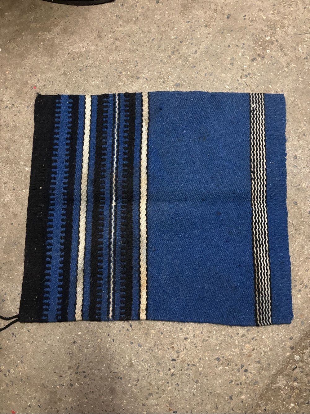 Blue & Black Striped Woven Saddle Blanket